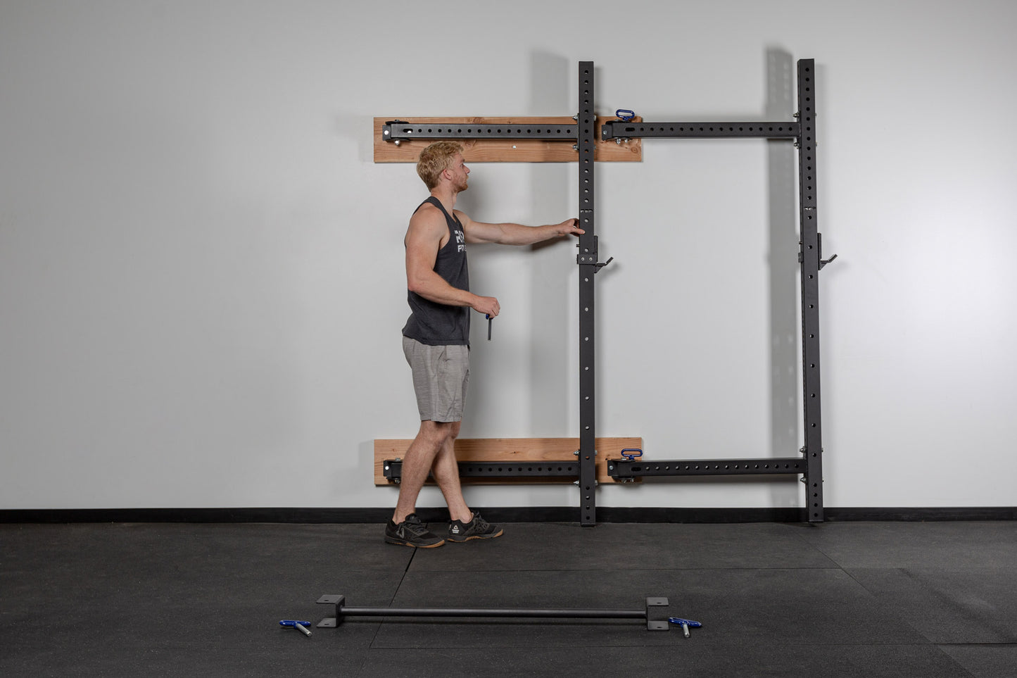 PR-4100 Folding Squat Rack Stored Flat