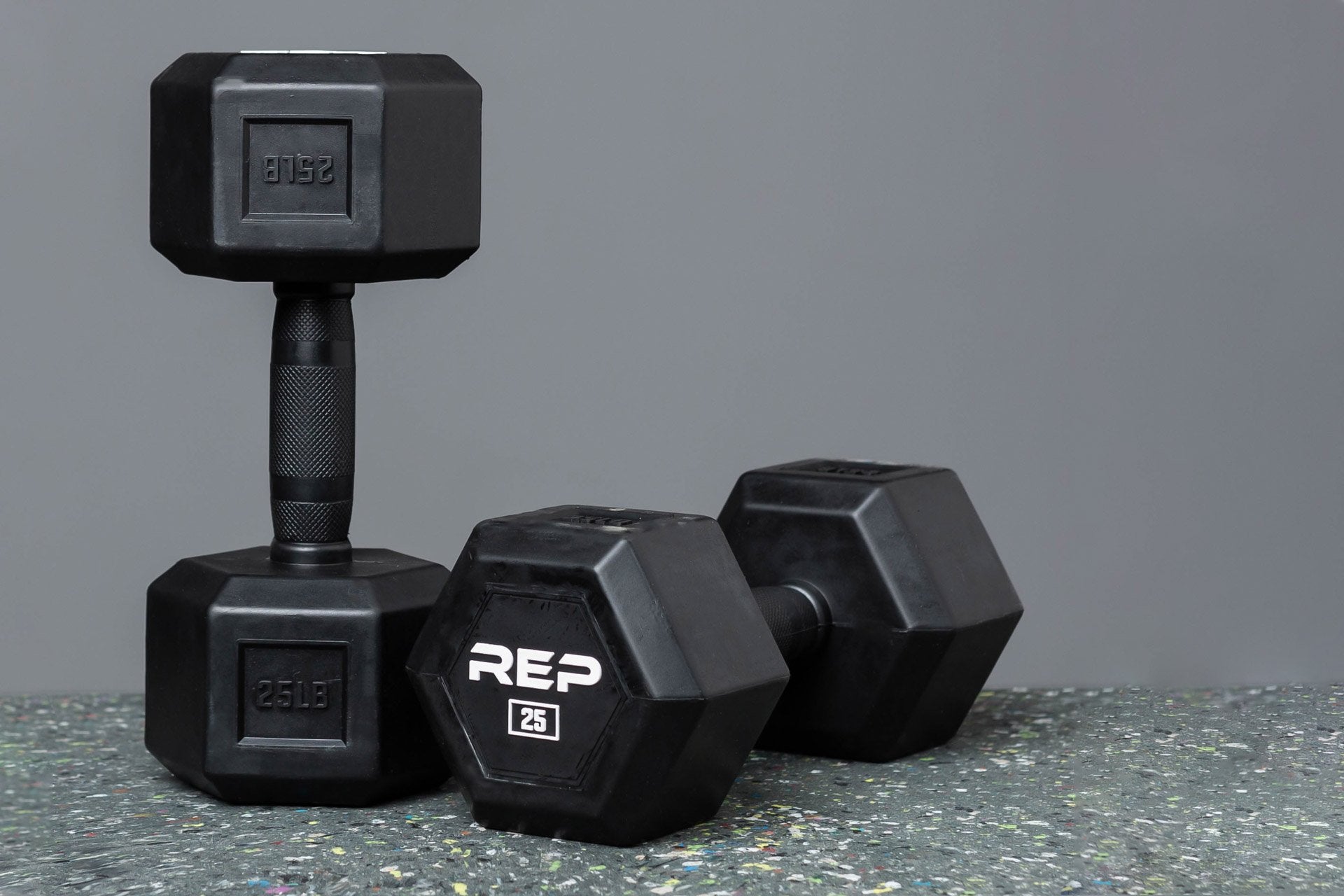 25lb Rubber Coated Hex Dumbbell Pair