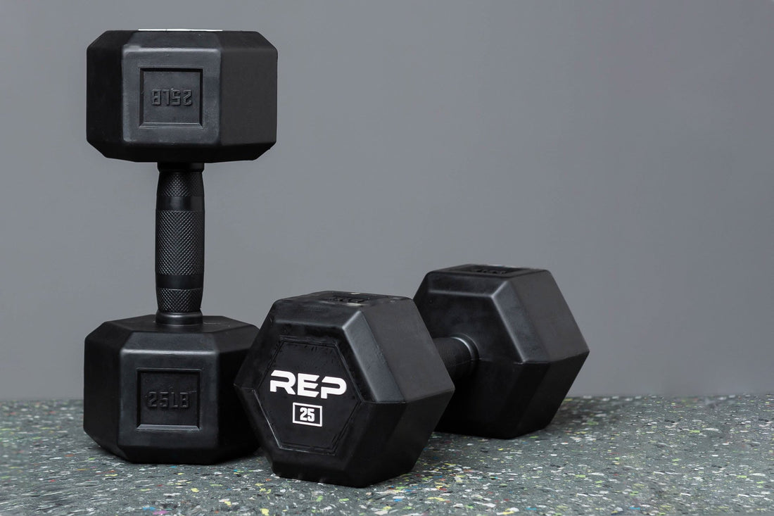 25lb Rubber Coated Hex Dumbbell Pair