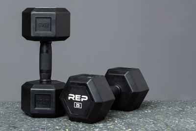 25lb Rubber Coated Hex Dumbbell Pair