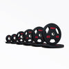 Full set of Rubber Coated Olympic Plate Pairs: 2.5, 5, 10, 25, 35, and 45lb pairs.