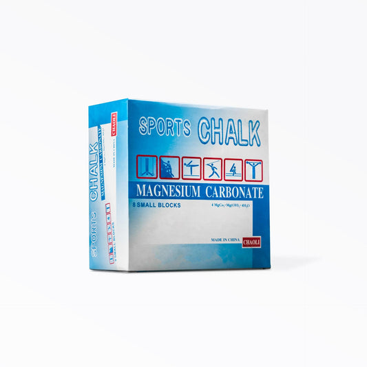 A box containing eight 2oz blocks of magnesium carbonate sports chalk.